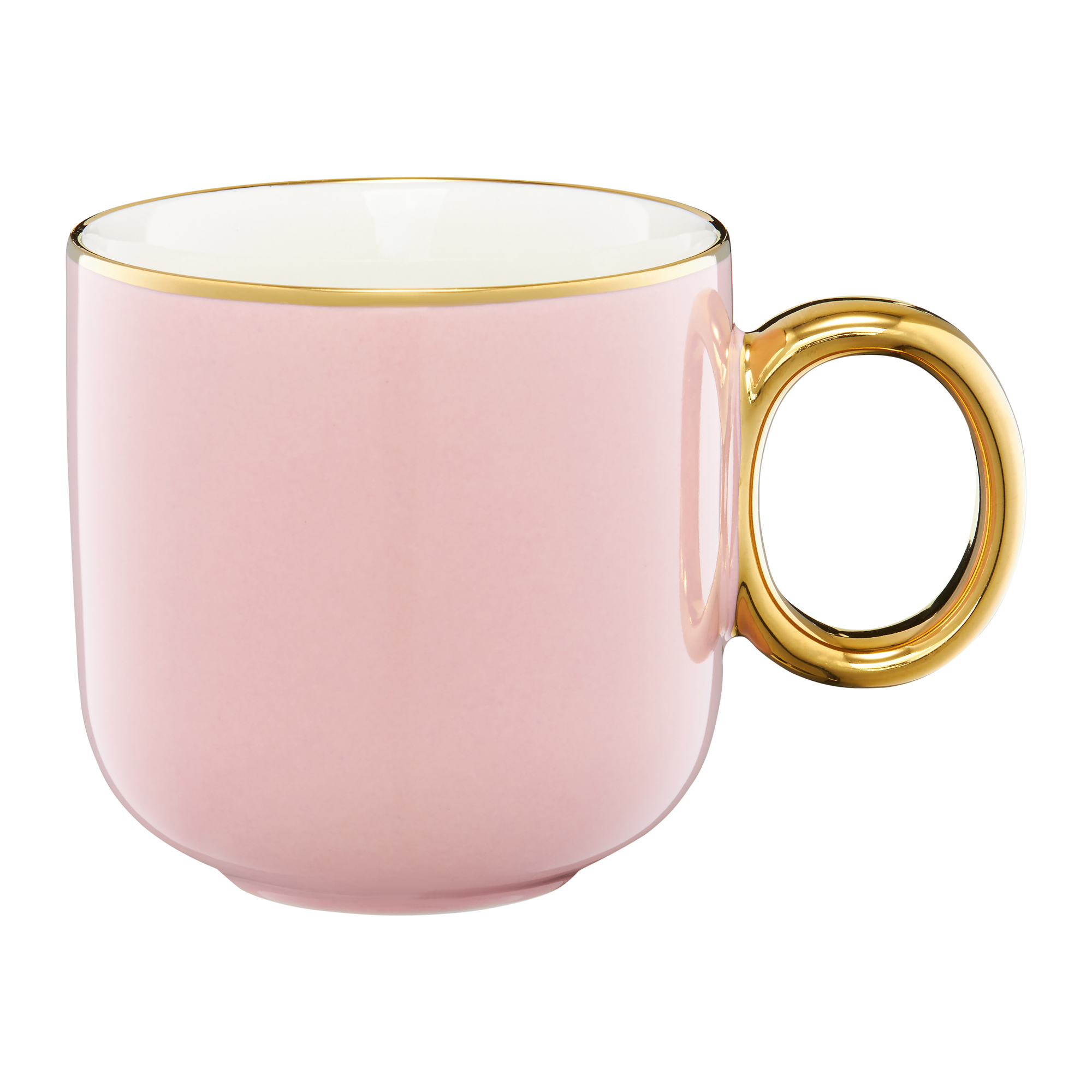 Kaffeebecher Gold Becher Kaffeetasse Porzellan Tasse Royal rosa 380 ml
