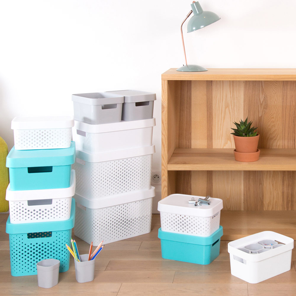 Curver Aufbewahrungsbox Deckel Ordnungsbox Kiste Infinity Weiß 27x19x12 cm 4,5 L