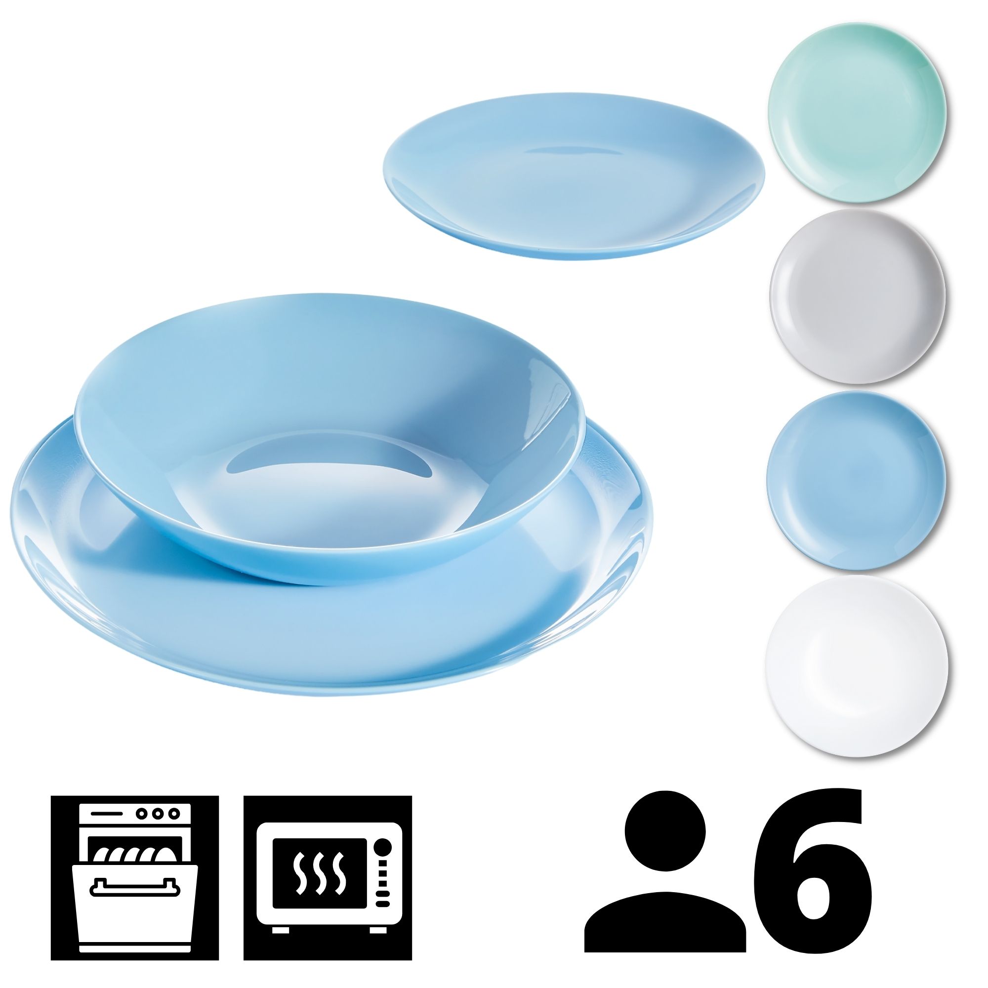 Tafelservice Teller Set 6 Personen Modern Hartglass Essservice Luminarc 18teilig